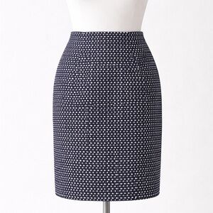 Ann Taylor Navy White Textured Tweed Pencil Skirt size 8
